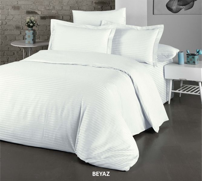 Постільна білизна Cotton Shine Stripe Satin євро Beyaz 40031-К фото