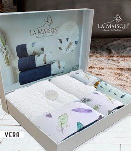 Подарунковий набір рушників La Maison 3 шт з ароматом Vera Ekru 30249-К фото