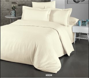 Постільна білизна Cotton Shine Stripe Satin євро Krem 40489-К фото