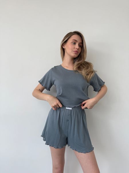 Домашній костюм-піжама Футболка + Шорти антрацит S/M 220g фото