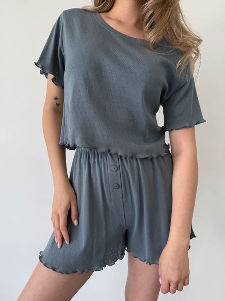 Домашній костюм-піжама Футболка + Шорти антрацит S/M 220g фото