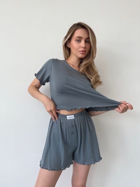 Домашній костюм-піжама Футболка + Шорти антрацит S/M 220g фото