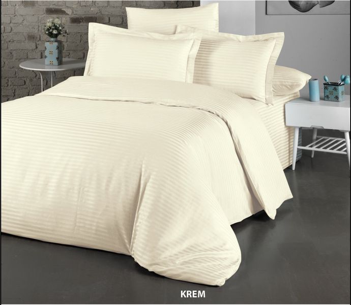 Постільна білизна Cotton Shine Stripe Satin євро Krem 40489-К фото