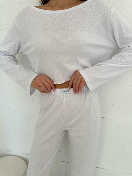Домашній костюм Кофта + Штани, білий S/M 152w фото