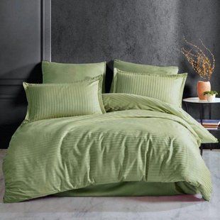 Постельное белье евро Clasy Stripe Satin Ada Cayi оливковый 1085883 фото