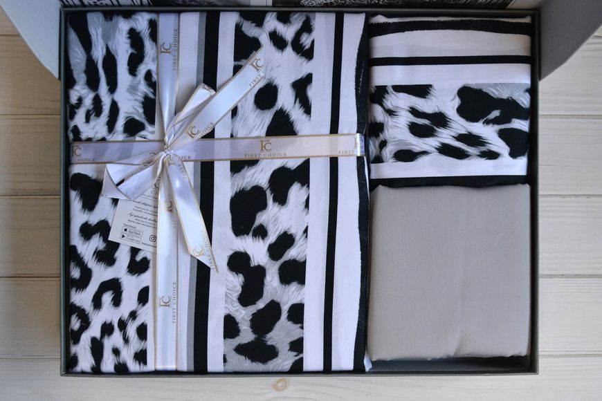 Постільна білизна First Choice Cotton Satin сімейний Leopard Black 40608-К фото