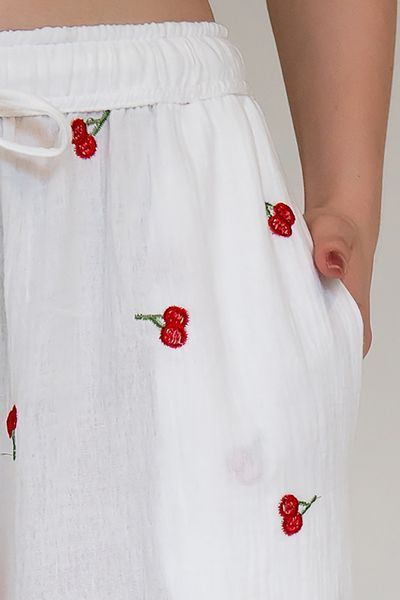 Штани з вишивкою з мусліну Cherry (M/L) ML0084-38-09 фото
