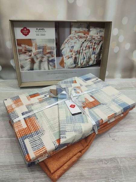 Фланелева постільна білизна Cotton Box Flanel Rina Kiremit євро 1005662 фото