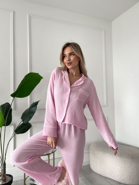 Домашній костюм Сорочка + Штани, рожевий S/M 197r фото