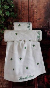 Подарунковий набір рушників Moss 3 шт з вишивкою Van Cleef Yesil 30373-К фото