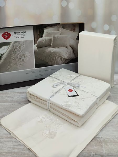 Постільна білизна Cotton Box Pure Ekru сатин 3D євро 1001681 фото