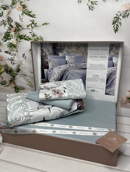 Постельное белье Belizza Satin евро Olivia mint 8878 фото