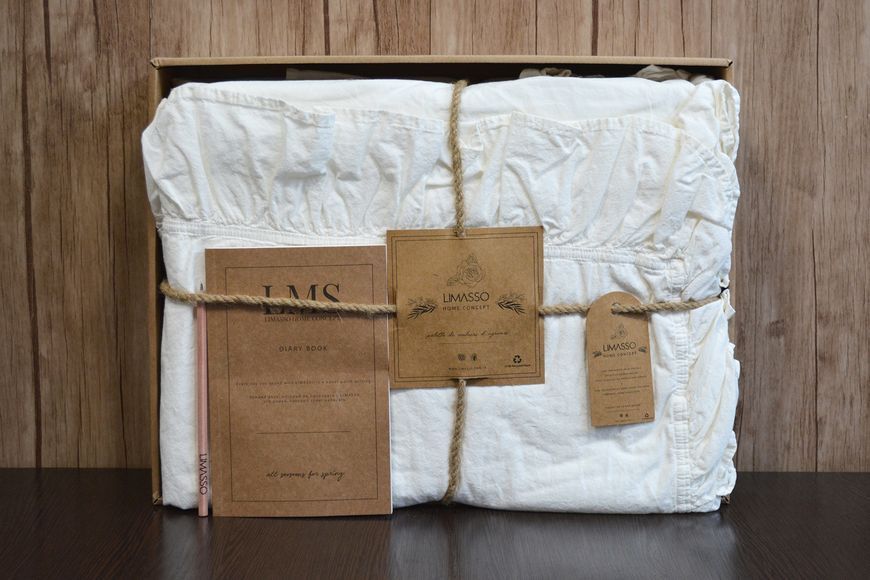 Постільна білизна Limasso Stonewashed Exclusive Ranforse полуторний Snow White 40325-К фото