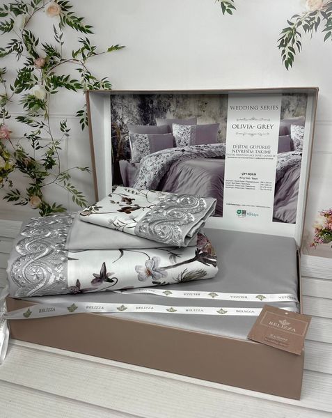Постельное белье Belizza Satin евро Olivia grey 88363 фото