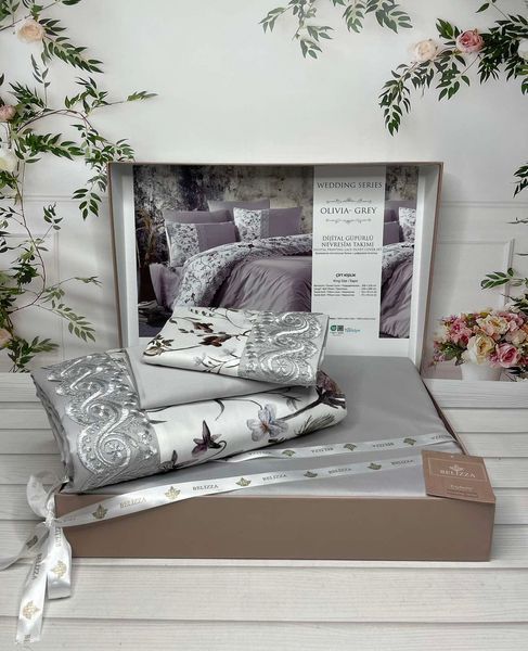 Постельное белье Belizza Satin евро Olivia grey 88363 фото