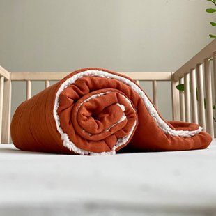 Дитячий плед муслін на хутрі Teddy теракот 5162309 фото