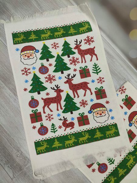 Набір 12шт.новорічних рушників Merry Christmas 40х60см 1001113 фото