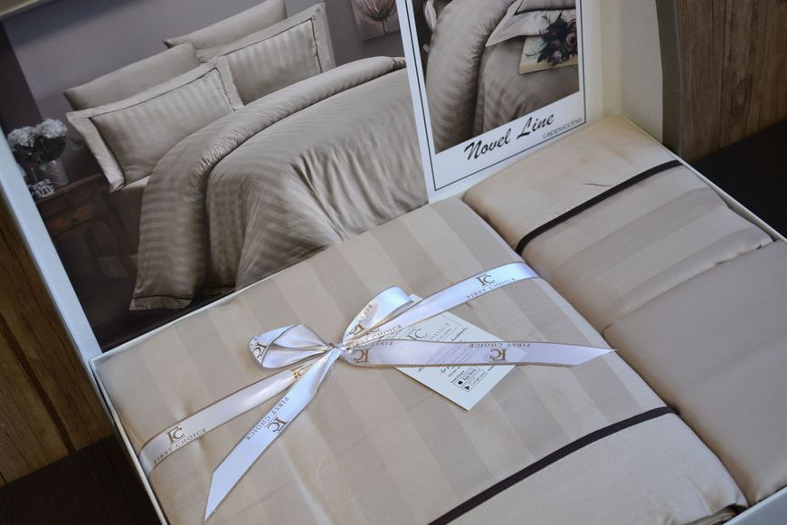Постільна білизна First Choice Deluxe Satin євро Novel Line Cappuccino 21181-К фото