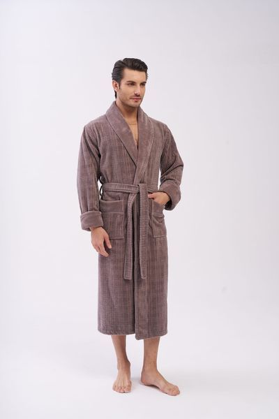 Чоловічий велюровий халат Nusa коричневий L/XL 1485-g фото
