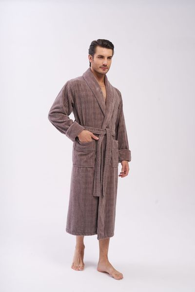 Чоловічий велюровий халат Nusa коричневий L/XL 1485-g фото