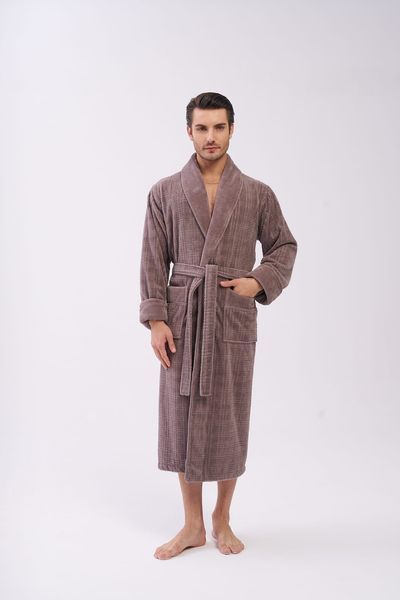Чоловічий велюровий халат Nusa коричневий L/XL 1485-g фото