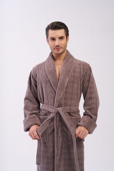 Чоловічий велюровий халат Nusa коричневий L/XL 1485-g фото