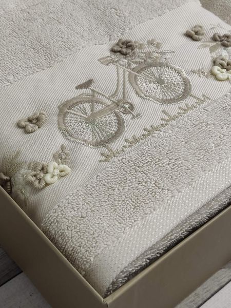 Подарочный набор полотенец Pupilla Elanur bike bej 100% Хлопок 4913 фото