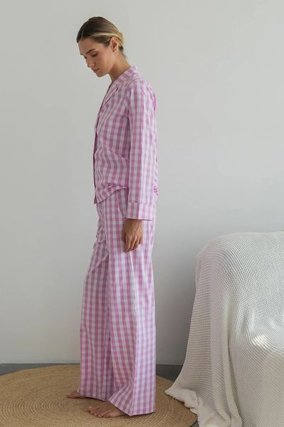 Піжамний бавовняний костюм з брюками Rose Plaid (XS/S) HL0073-32-69 фото