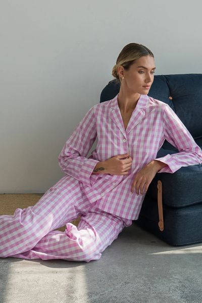 Піжамний бавовняний костюм з брюками Rose Plaid (XS/S) HL0073-32-69 фото