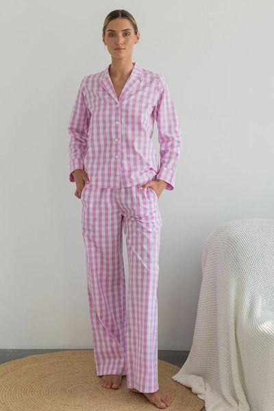 Піжамний бавовняний костюм з брюками Rose Plaid (XS/S) HL0073-32-69 фото