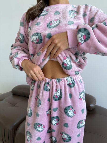Домашня тепла жіноча піжама COSY Мяу-Лав з велсофта 2XL VEL0112XL фото