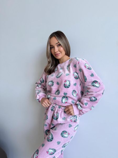 Домашня тепла жіноча піжама COSY Мяу-Лав з велсофта 2XL VEL0112XL фото