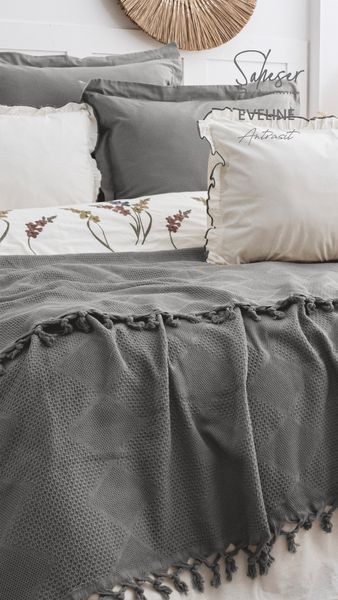 Комплект постільної білизни Saheser Stonewashed розмір євро Eveline Antrasit 41648-К фото