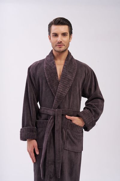 Чоловічий велюровий халат Nusa коричневий L/XL 1330-g фото