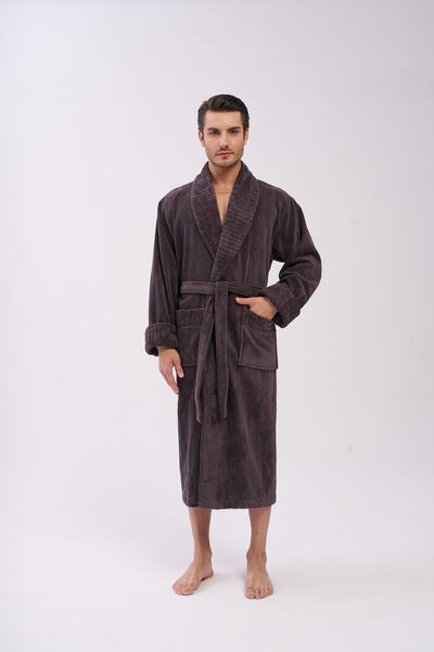 Чоловічий велюровий халат Nusa коричневий L/XL 1330-g фото
