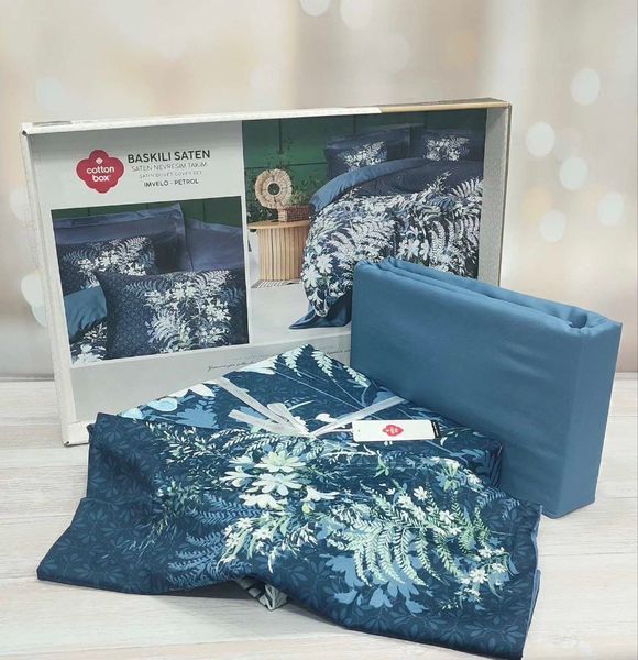 Постільна білизна євро розмір Cotton Box Lux Satin Imvelo Petrol 1002885 фото