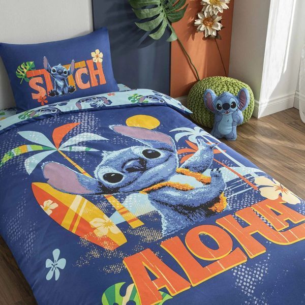 Підліткова постільна білизна TAC Disney полуторний Stitch Aloha 41223-К фото