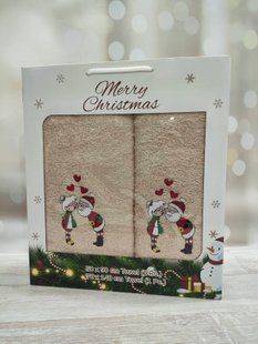 Подарунковий набір новорічних рушників 50х90 / 70х140 см Merry Christmas 2шт 10012245 фото