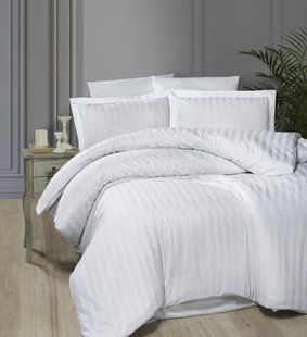 Постільна білизна First Choice Cotton Satin сімейний Broad Line White 21262-К фото