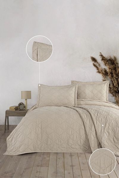 Покривало з наволочками Maribor Natural Creations 240 х 260 см. Beige 34406-К фото