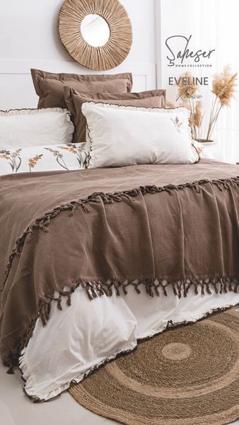 Комплект постільної білизни Saheser Stonewashed розмір євро Eveline Kahve 41650-К фото