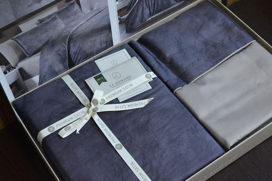 Постільна білизна євро розмір La Romano Premium Satin Marlen Cobalt 20033-К фото