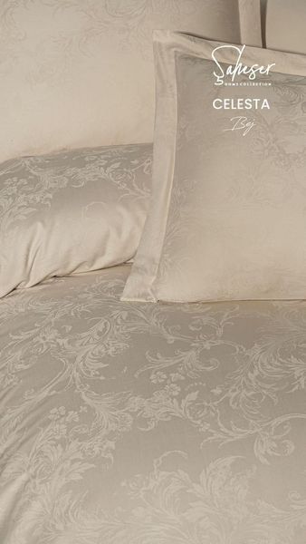 Постільна білизна Saheser Delux Jacquard Satin євро розмір Celesta Bej 41668-К фото