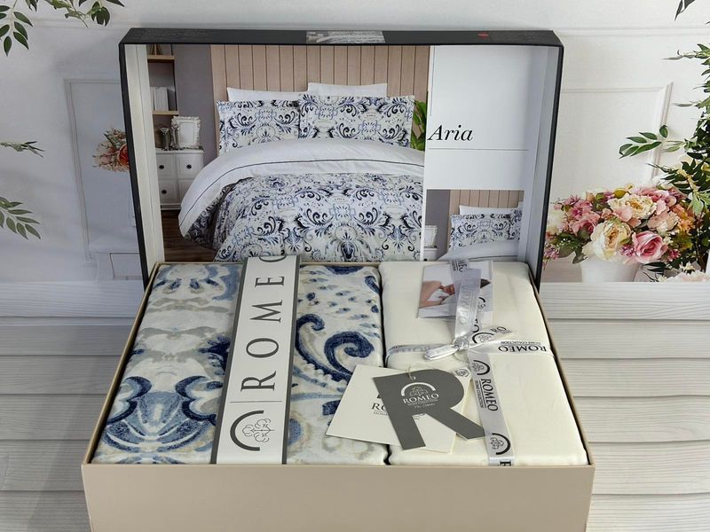 Постільна білизна євро Romeo Home Satin Aria 6266 фото