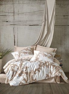 Постільна білизна євро розмір Cotton Box Lux Satin Loren Bej 1002912 фото