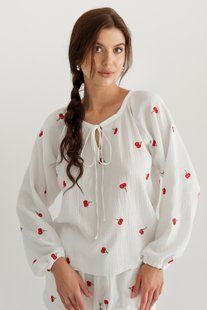 Сорочка з вишивкою з мусліну Cherry (XS/S) ML0085-38-60 фото