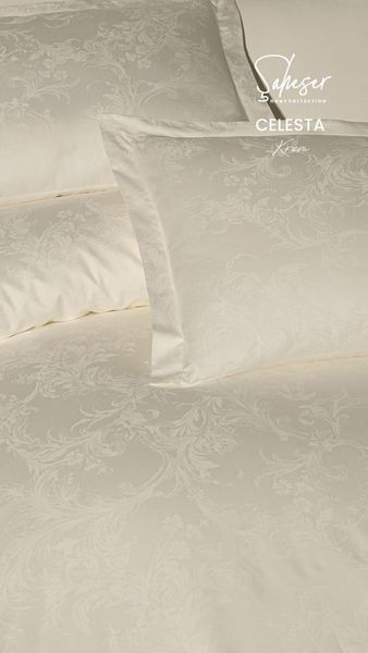 Постільна білизна Saheser Delux Jacquard Satin євро розмір Celesta Krem 41669-К фото