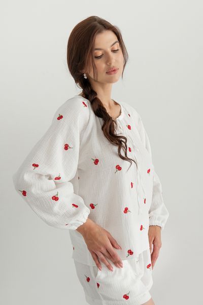 Сорочка з вишивкою з мусліну Cherry (XS/S) ML0085-38-60 фото
