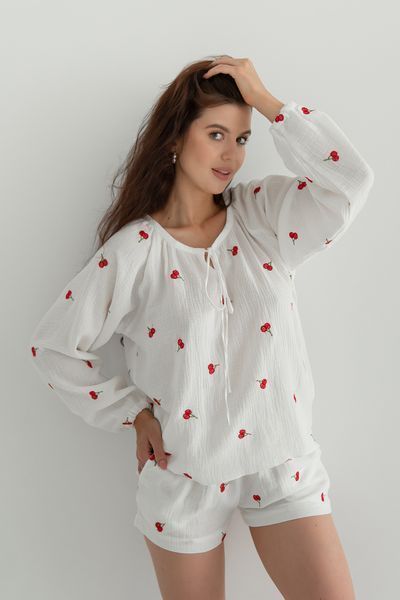Сорочка з вишивкою з мусліну Cherry (XS/S) ML0085-38-60 фото