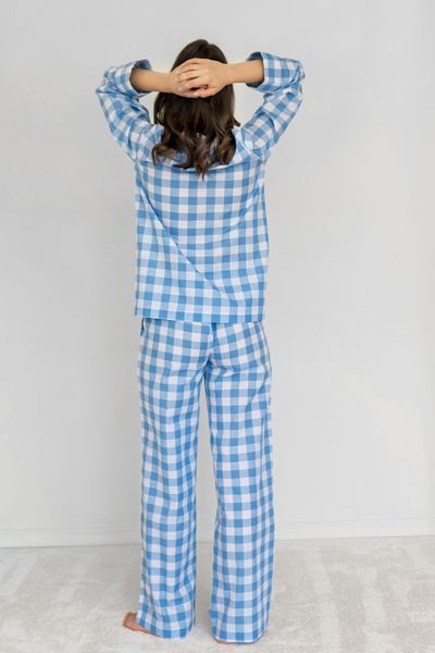 Піжамний бавовняний костюм з брюками Blue Plaid (XL/XXL) HL0073-29-69 фото